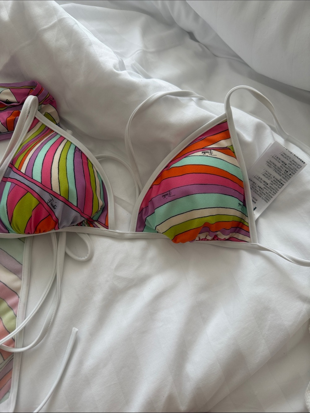 Striped Multicolor Triangle Bikini Top - Unbranded